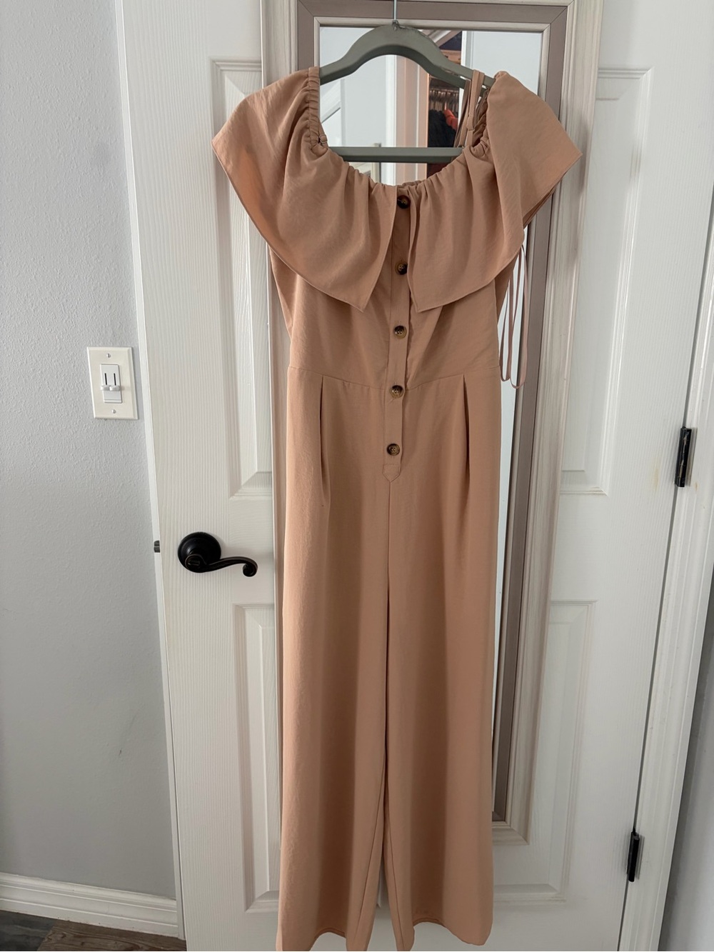 Naked Zebra Blush Off-Shoulder Wide-Leg Jumpsuit